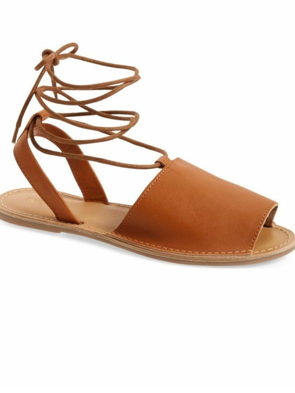 TOPSHOP Genuine Leather Brown Lace Up Sandals Sz‎ 10/41 Boho Travel Neutral